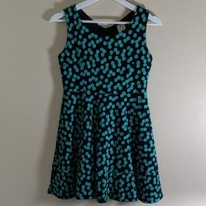 XL black and turquoise skater dress